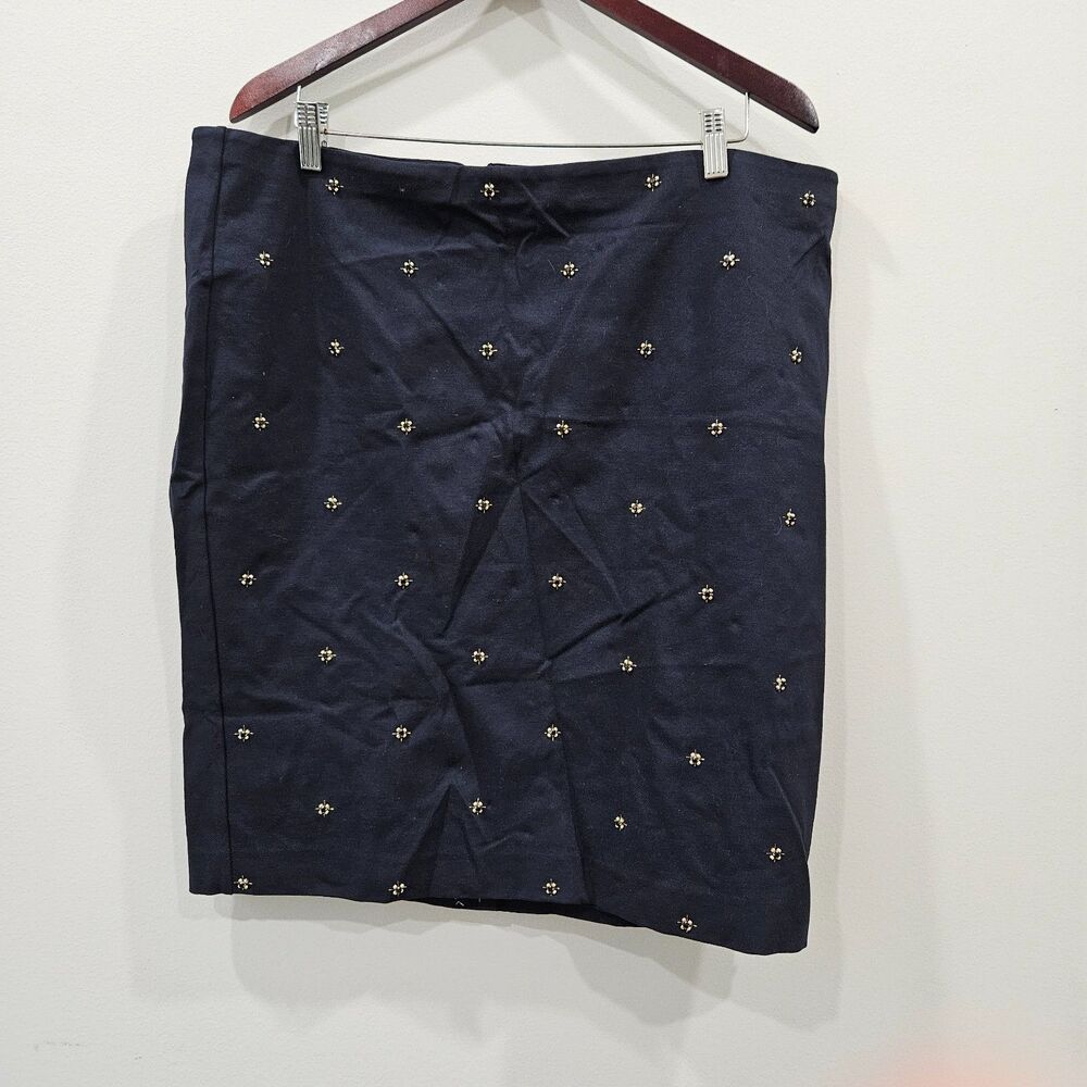 Ann Taylor Womens Sequin Pencil Skirt Size 18 Navy Blue Embellished Feminine